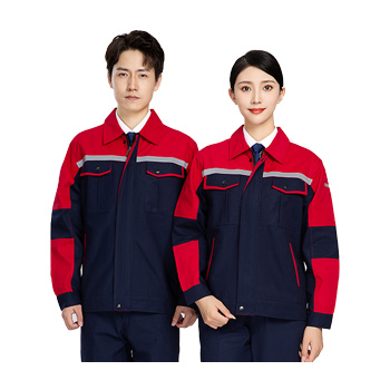 006 時尚翻領(lǐng)拼色工程服  棉滌混紡  多色現(xiàn)貨  